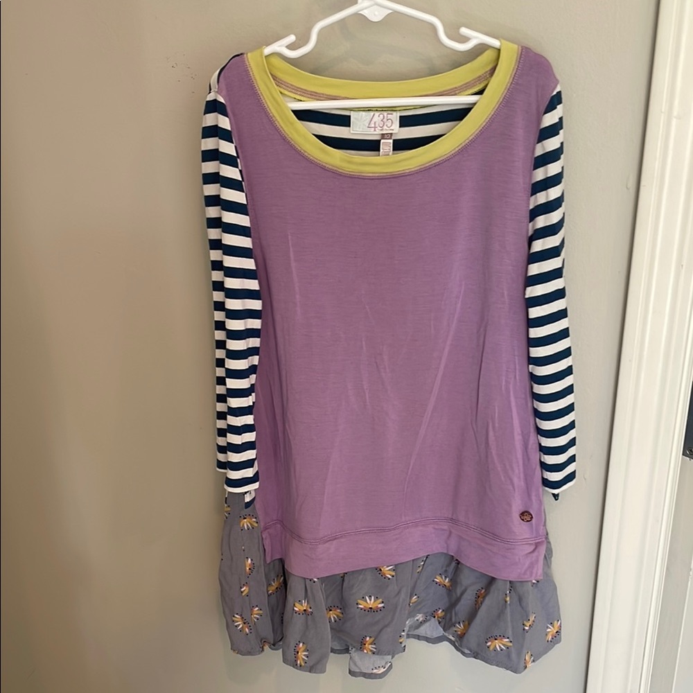 Matilda Jane Purple and Blue Long Sleeve Tee with Ruffle Hem